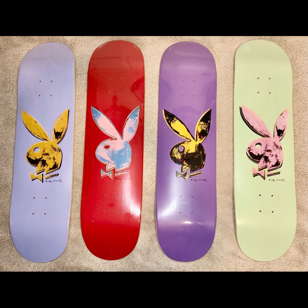COPY - Brand New/Sealed/Unopened Andy Warhol Playboy Skateboard FULL SET
